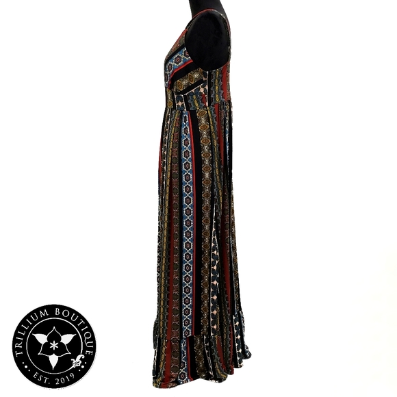Tahari Sleeveless Tile Stripe Print Maxi Dress S - Picture 4 of 8